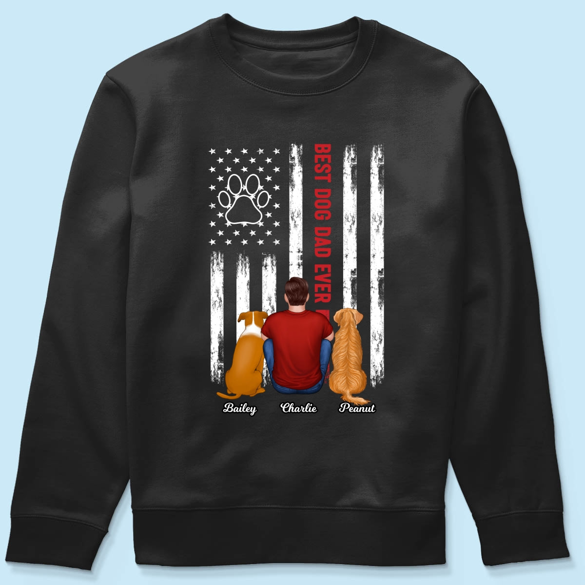 American Best Dog Cat Dad Ever Back View Personalized Shirt