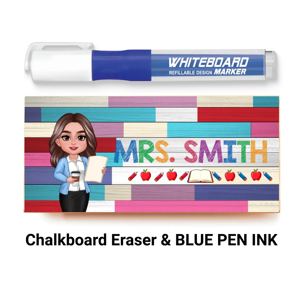 Teacher Colorful Wood Palletes Personalized Chalkboard/Whiteboard Eraser with Marker, Teacher Appreciation Gift, Back To School Gift