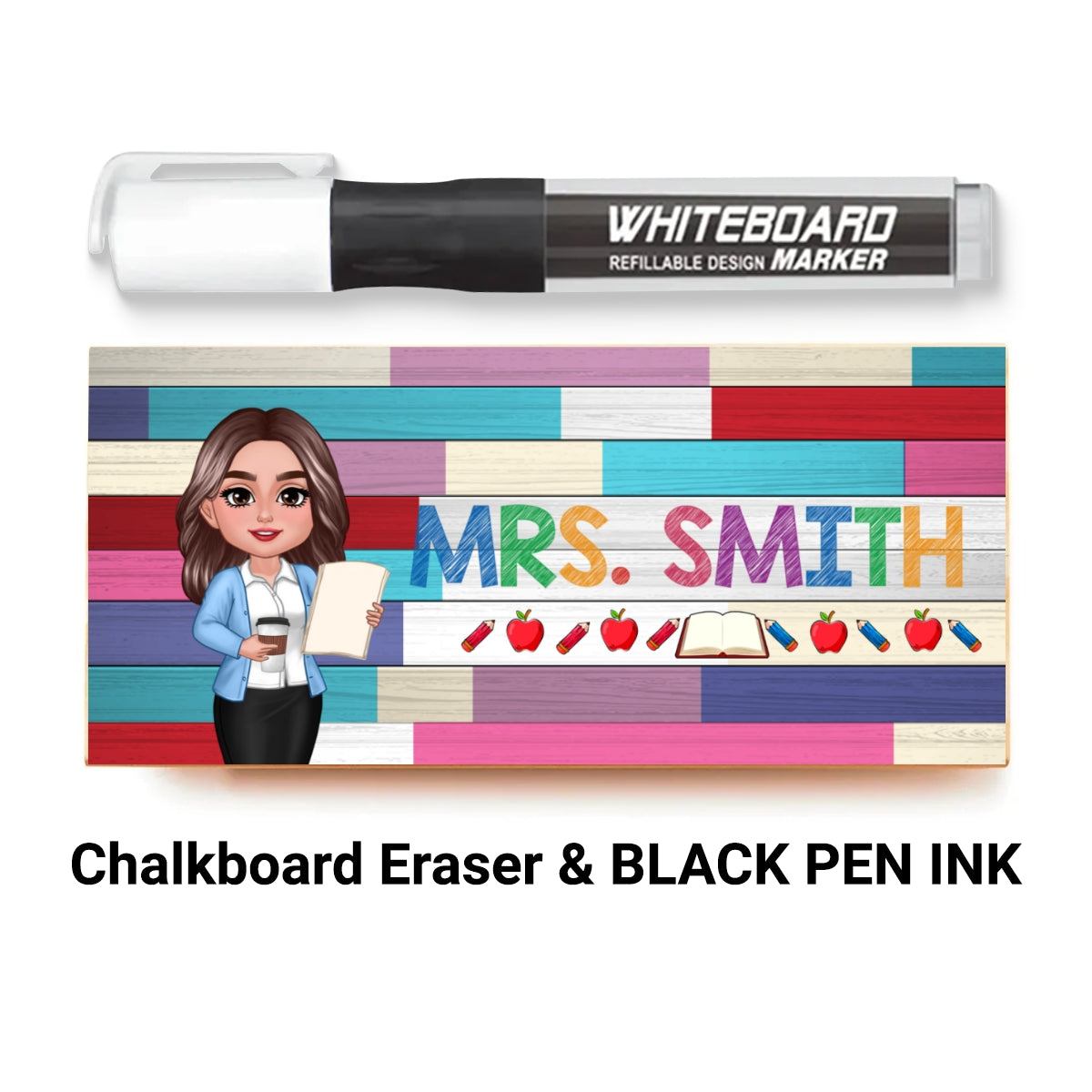 Teacher Colorful Wood Palletes Personalized Chalkboard/Whiteboard Eraser with Marker, Teacher Appreciation Gift, Back To School Gift