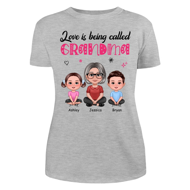Pretty Doll Grandma Grandkids Love Is Being Called Mom Grandma Personalized Shirt