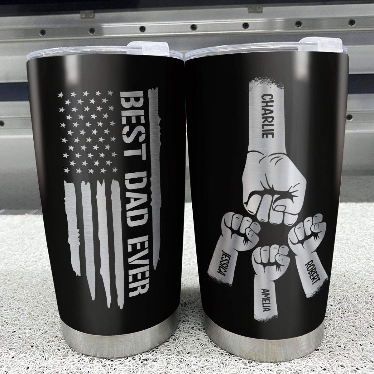 Best Dad Grandpa Ever Fist Bump Personalized Tumbler| Coolest Father's Day Gift For Dad, Grandpa