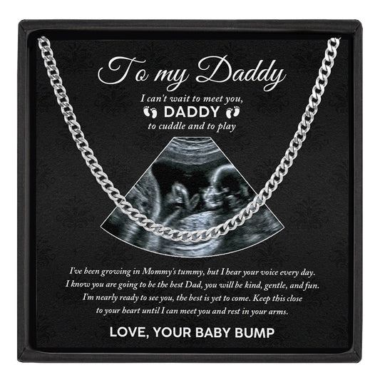 Father's Day Gifts, Keep This Close To Your Heart Until I Can Meet You - Personalized Photo Men's Cuban Link Chain