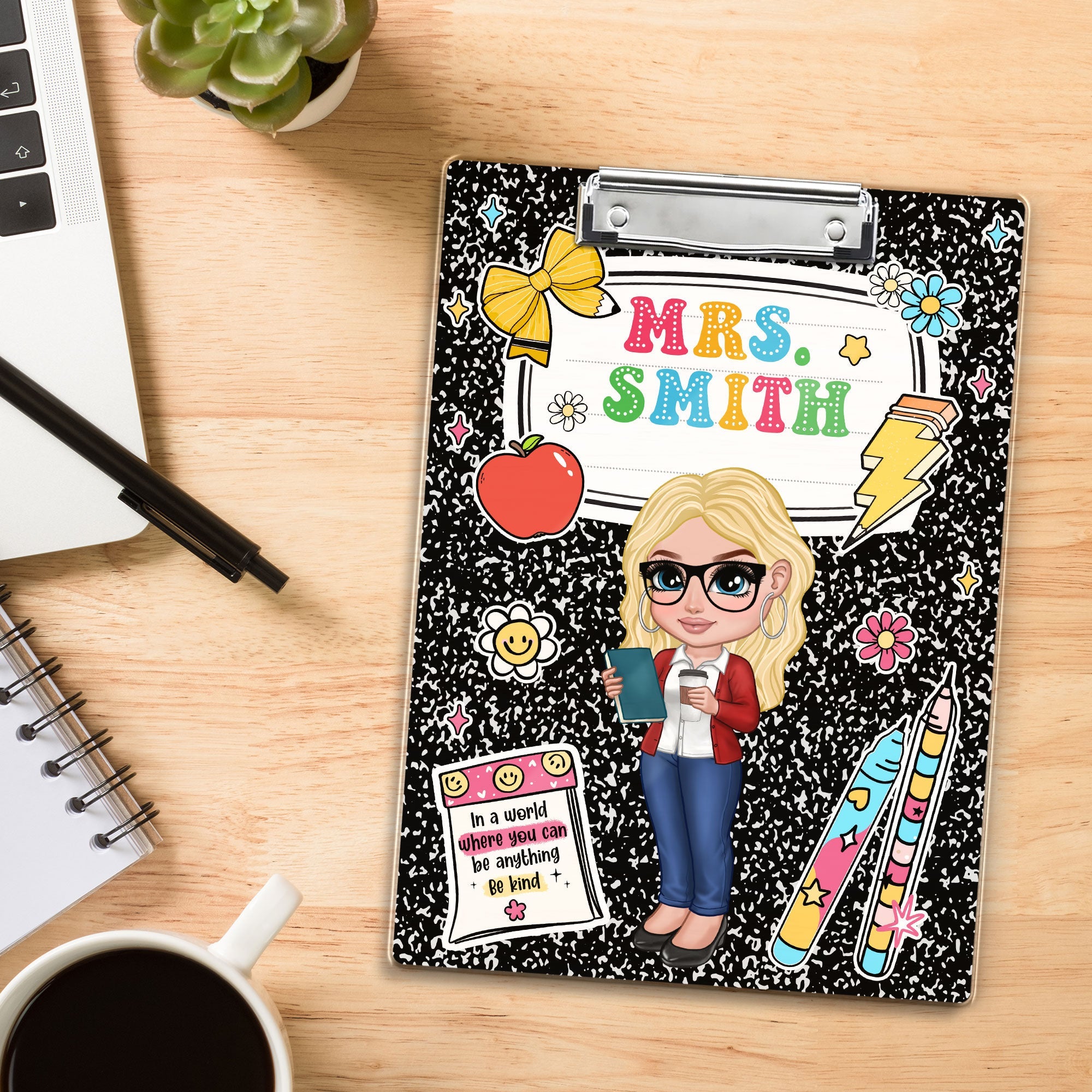 Custom Teacher Clipboard Composition Book With Name, Personalized Teacher Gifts, Teacher Appreciation, Back To School Gift