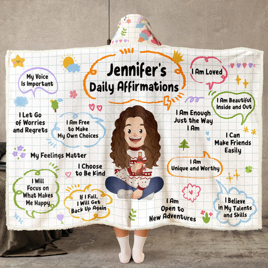 Kid Daily Affirmation - Personalized Wearable Blanket Hoodie