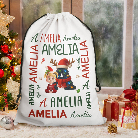 Kid Name Christmas Alphabet - Personalized Christmas Sack