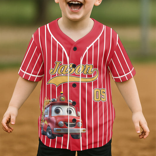 Kid Cartoon Dinosaurus Vehicles - Personalized Jersey Shirt