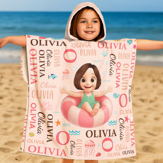 Kid Summer Name Pattern - Personalized Beach Towel