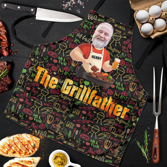 Father's Day Gifts, King Of Bbq Grill Master - Personalized Photo Apron