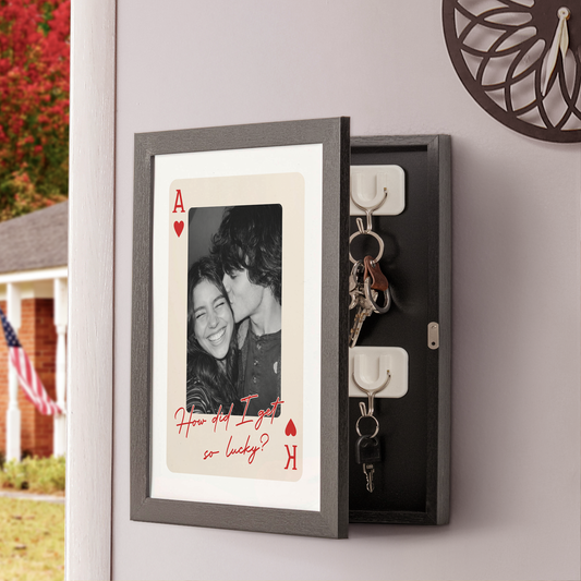 King And Queen Custom Couples Photo How Luck We Are - Personalized Hidden Key Holder Photo Frame