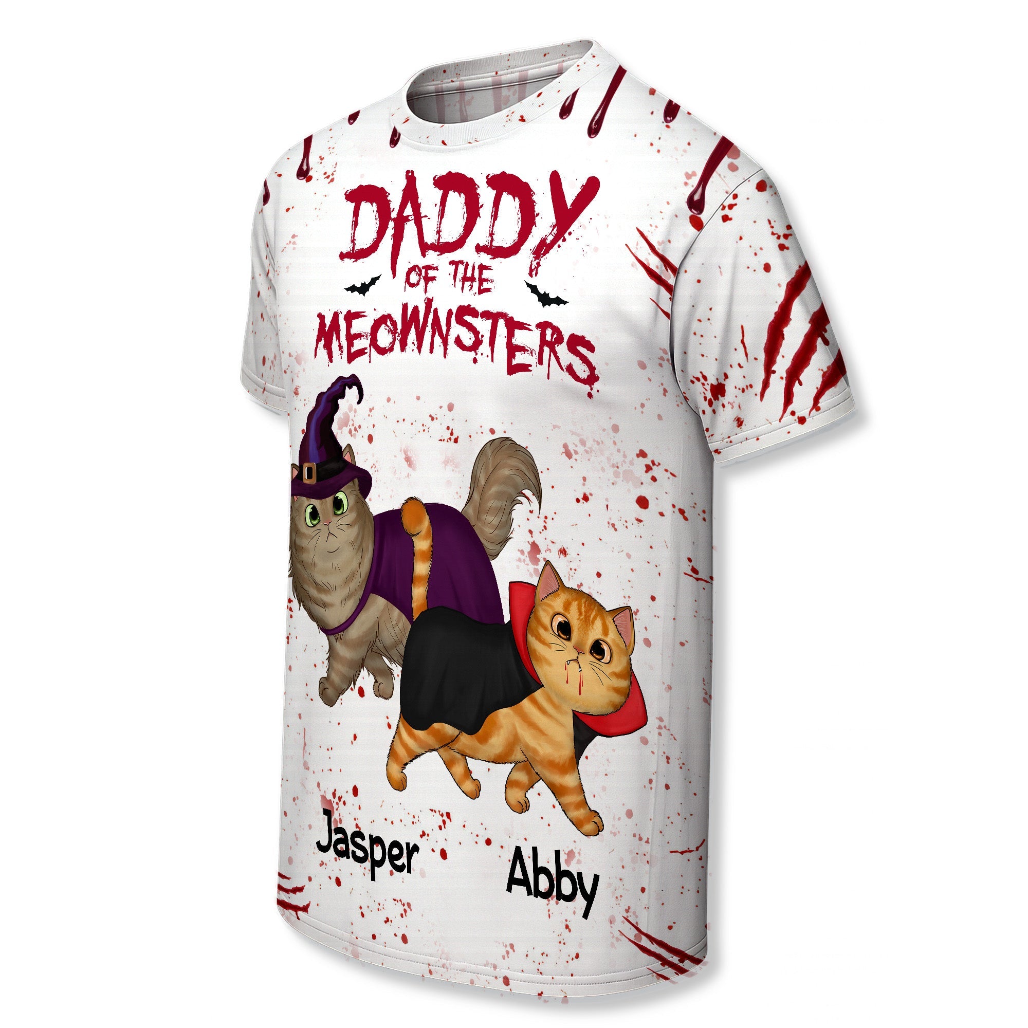 Halloween Mommy Daddy Of The Meownsters Walking Cats Personalized 3D Shirt