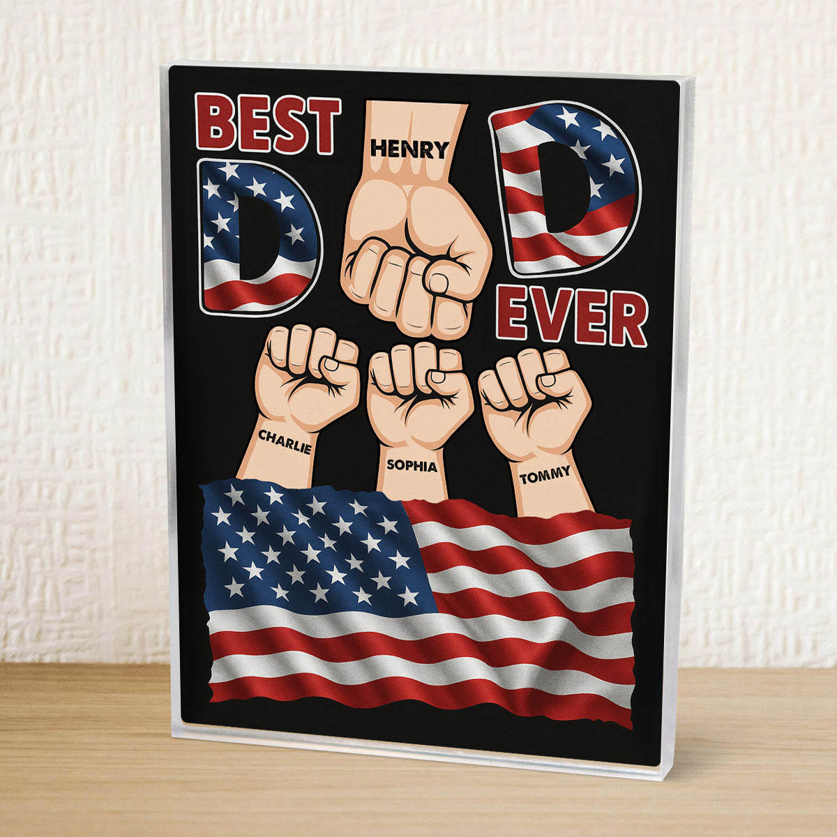 Best Dad Ever Nation Flag Personalized Acrylic Block Plaque,  Gift for Dad