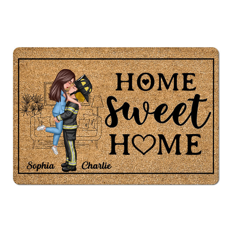 Couple Valentine‘s Day Gifts by Occupation Gift For Her Gift For Him Firefighter, Nurse, Police Officer Personalized Doormat