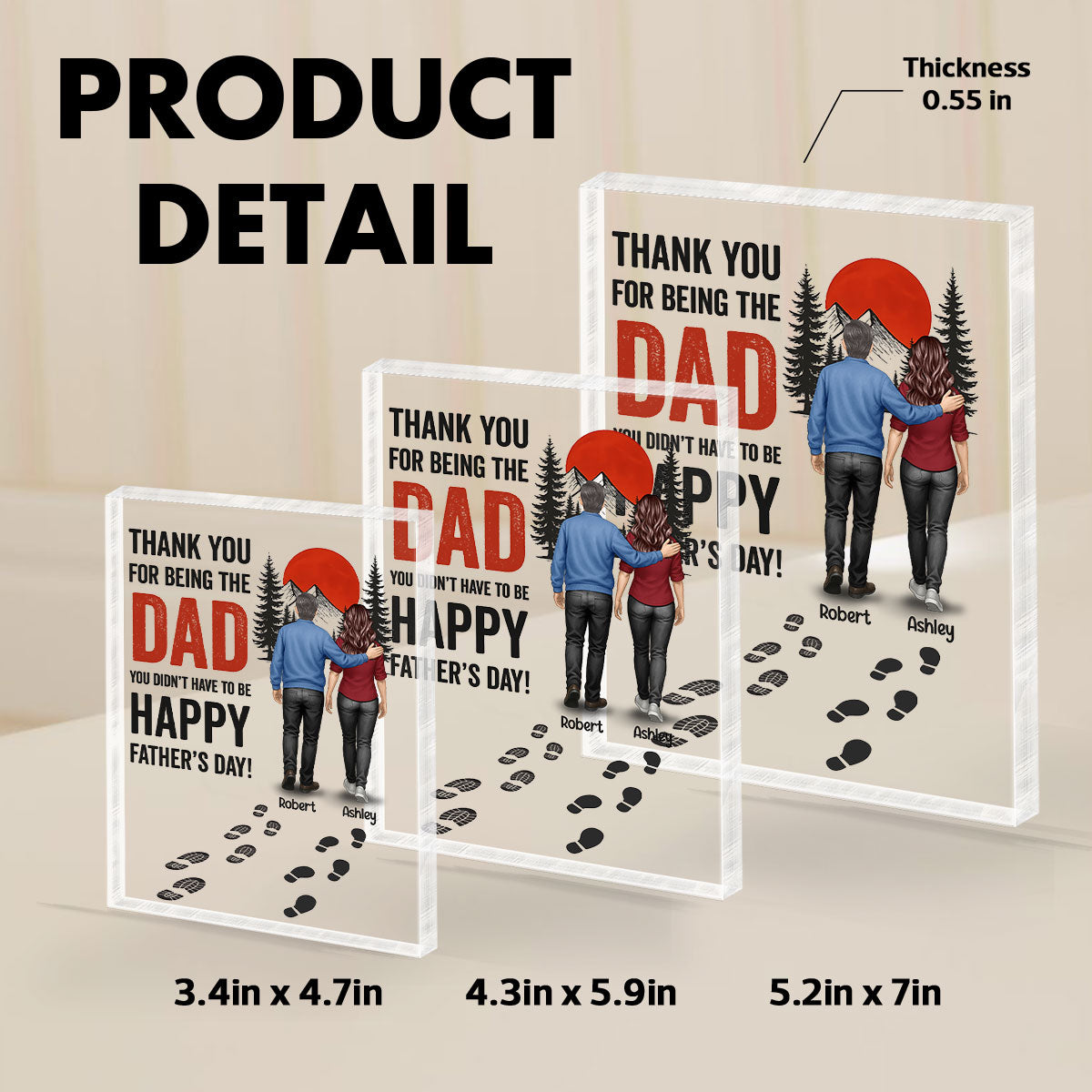 Thank You for being the Dad You Didn't Have to be Personalized Acrylic Block Plaque,  Gift for Bonus Dad, Step Dad