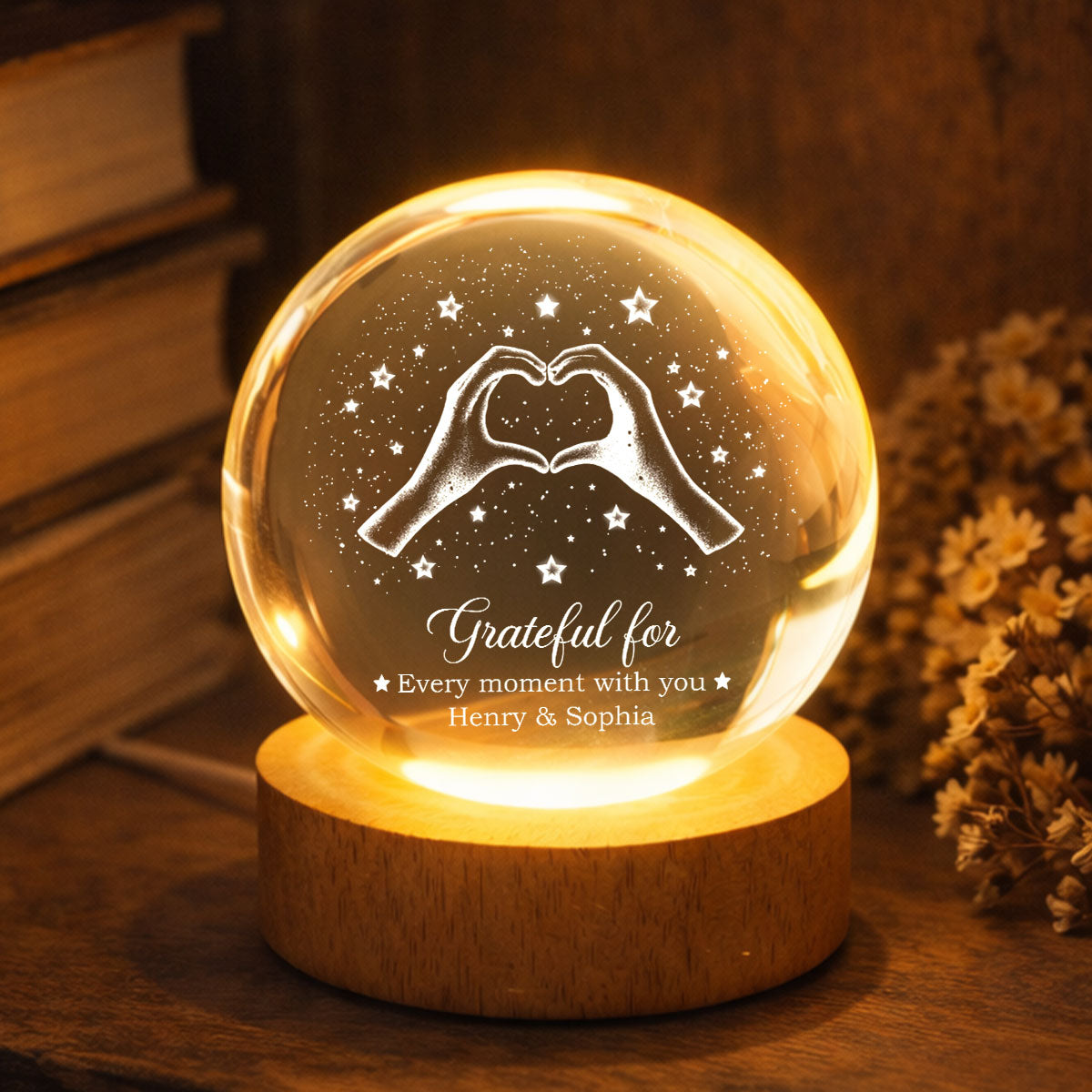 Couple You & Me We Got This - Personalized Crystal Ball LED Night Light - Sentimental Gift for Her, for Him, Couple Keepsake