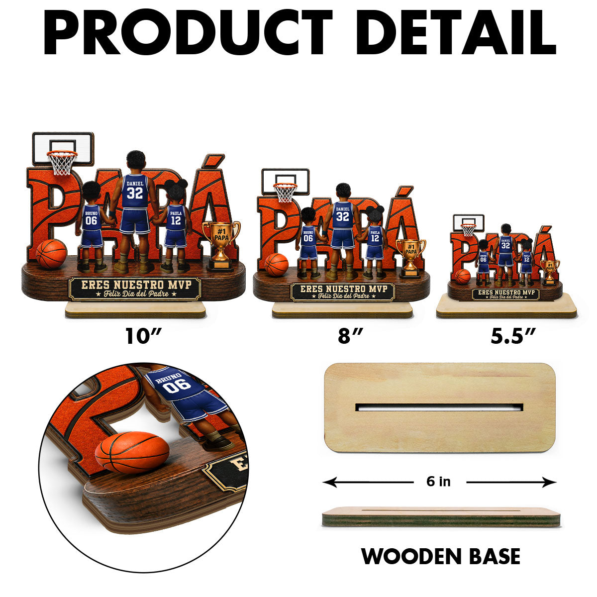 Leyenda Pap Basquetbolista, T Eres Nuestro MVP - Placa de Madera Personalizada de 2 Capas - Regalo del Da del Padre para Pap