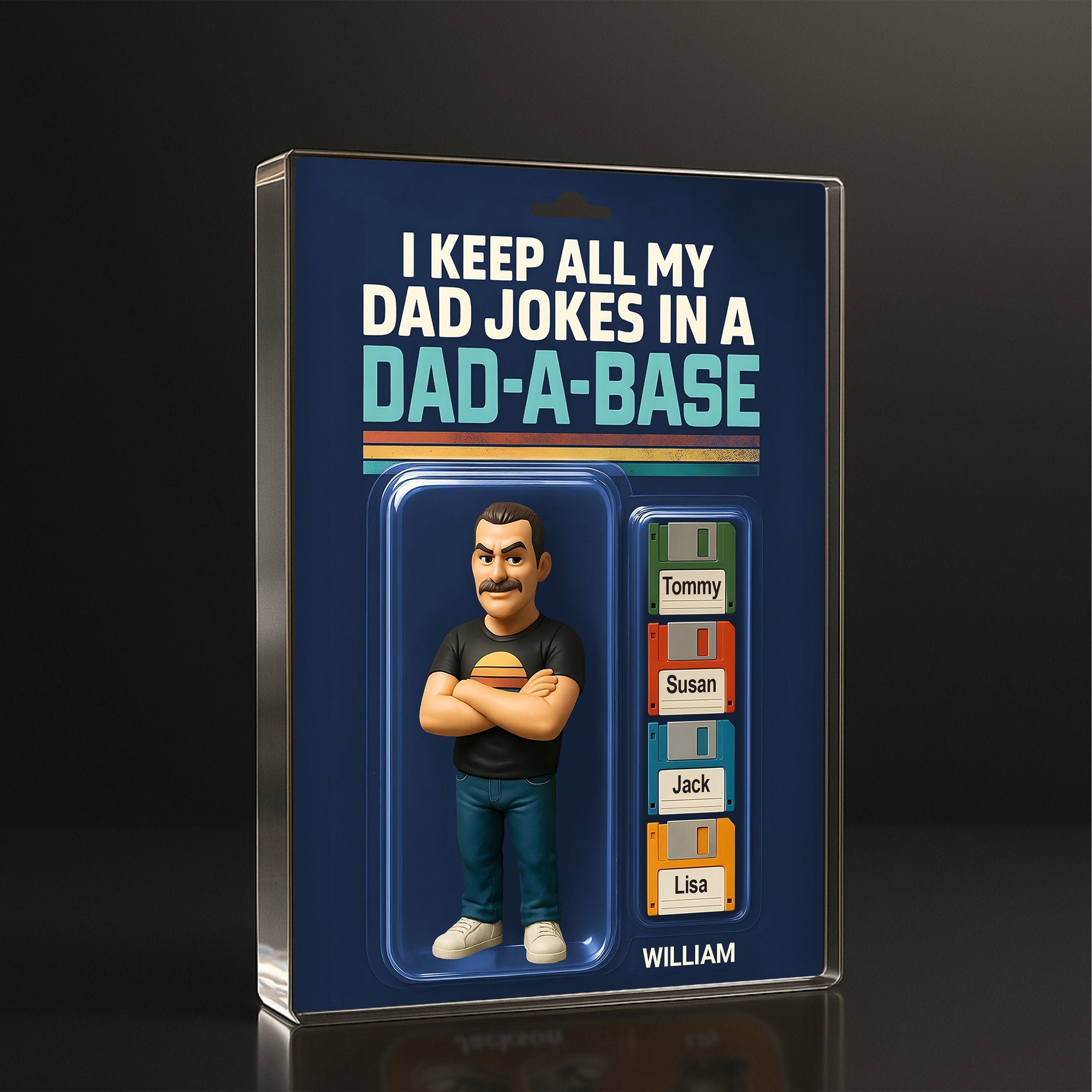 I Keep All My Dad Jokes in a Dad-a-base Custom Action Figure Personalized Acrylic Block Plaque, Funny  Gift for Dad