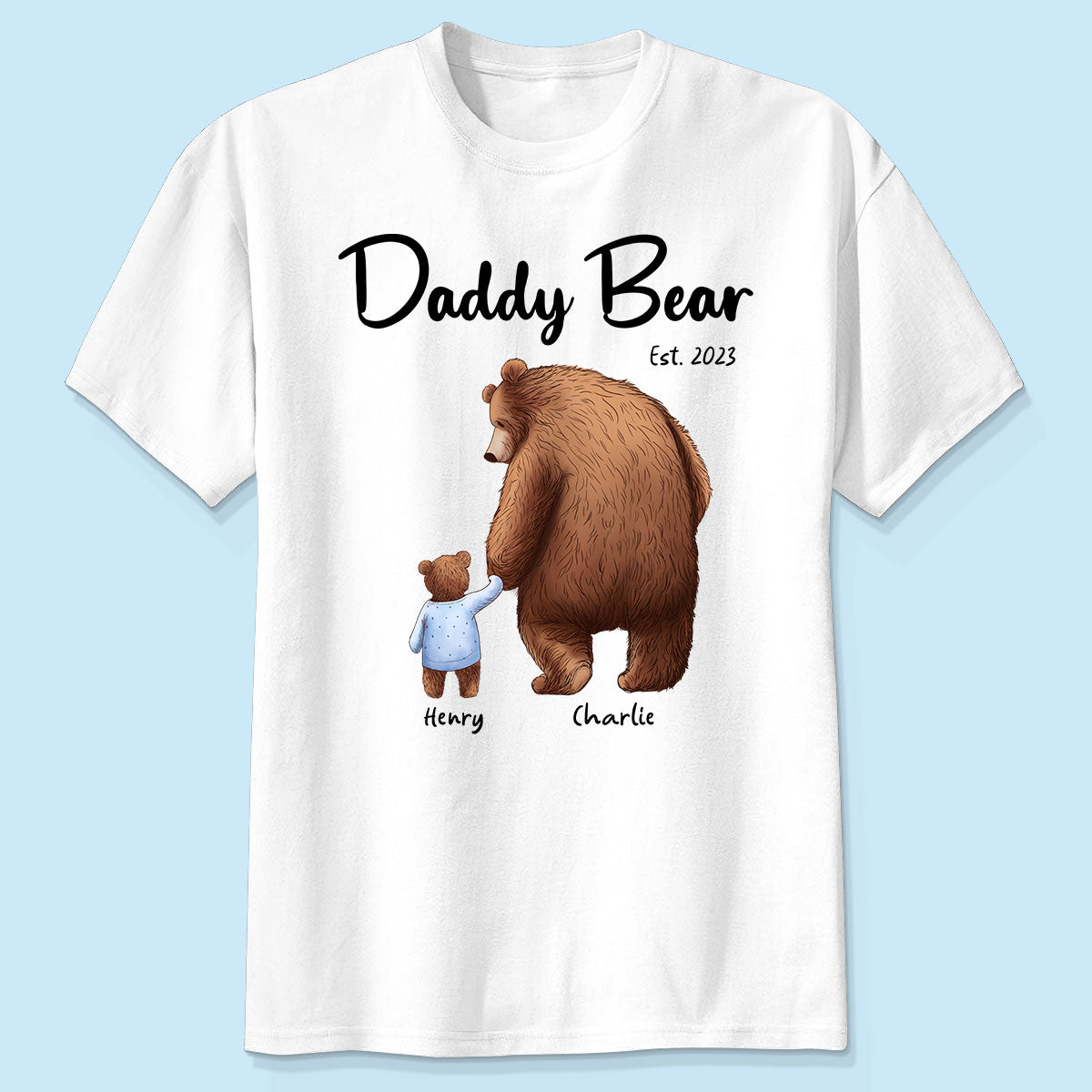Daddy Bear Est. Papa Bear Father‘s Day Gift For Husband Dad Grandpa Personalized Shirt