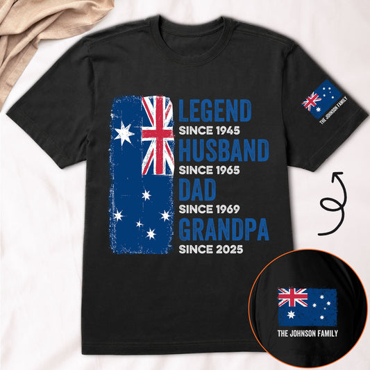 Father's Day Gifts, Legend, Husband, Dad And Grandpa - Australia Flag Version - Personalized Shirt