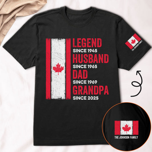 Father's Day Gifts, Legend, Husband, Dad And Grandpa - Canada Flag Version - Personalized Shirt