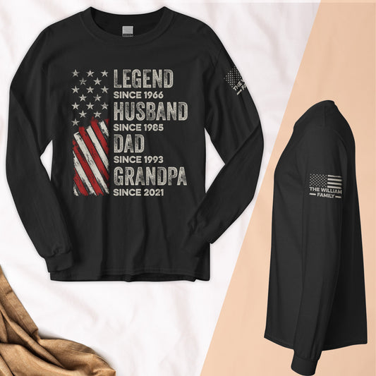 Father's Day Gifts, Legend, Husband, Dad And Grandpa - Custom Long Sleeve T-Shirt