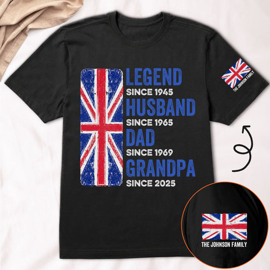 Father's Day Gifts, Legend, Husband, Dad And Grandpa - UK Flag Version - Personalized Shirt