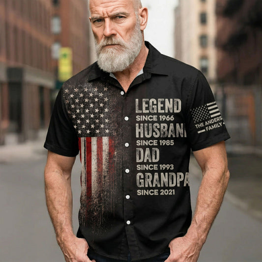Father's Day Gifts, Legend, Husband, Dad And Grandpa Custom Family Name - Personalized Hawaiian Shirt