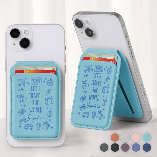Let's Travel The World - Personalized Wallet Compatible With Magsafe