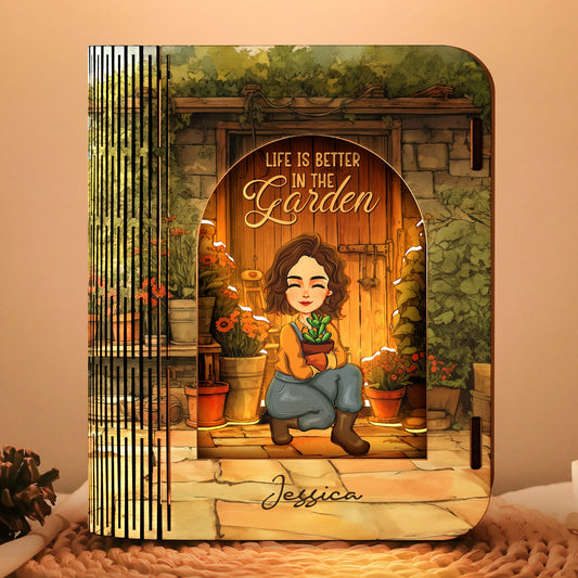 Life Is Better In The Garden - Personalized 3D Wooden Puzzle Night Light