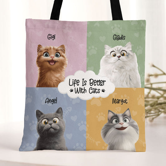 Life Is Better With Cats - Personalized Tote Bag