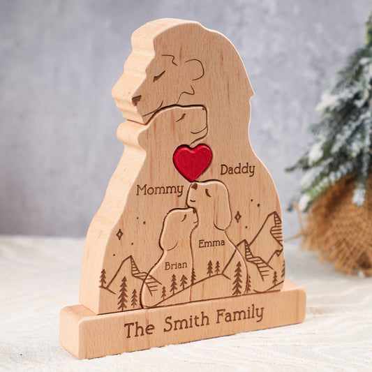 Father's Day Gifts, Lion Family New Version - Personalized Wooden Lion Family Puzzle
