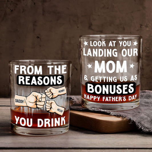 Father's Day Gifts, Look At You Landing Our Mom - Personalized Whiskey Glass
