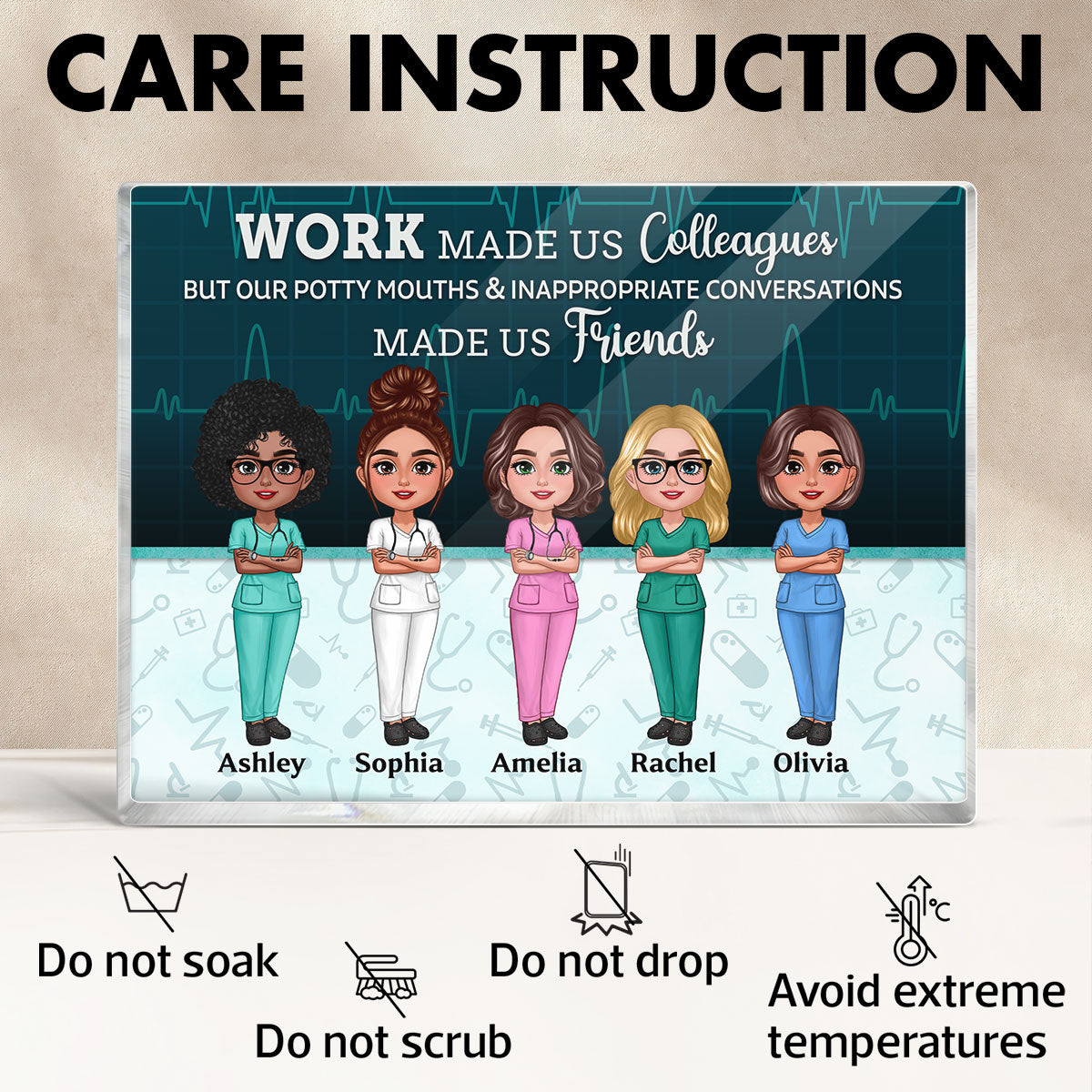 Nurse Best Friends Work Made Us Colleagues Personalized Acrylic Block