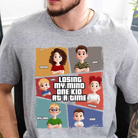 Father's Day Gifts, Losing My Mind One Kid At A Time Funny For Dad Grandpa - Personalized Shirt