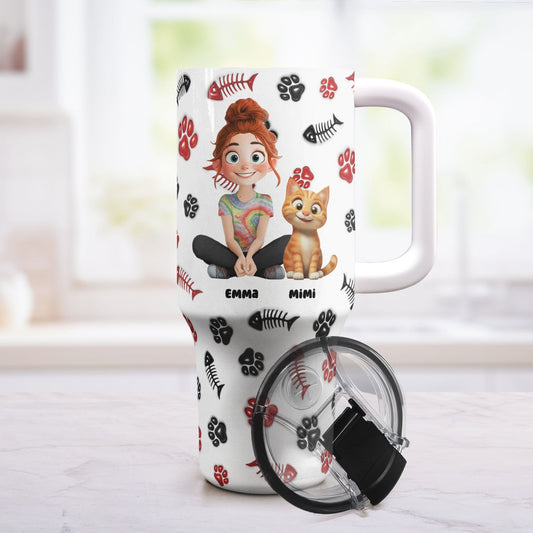 Lovely Cat Mom - Personalized 40oz Tumbler With Straw