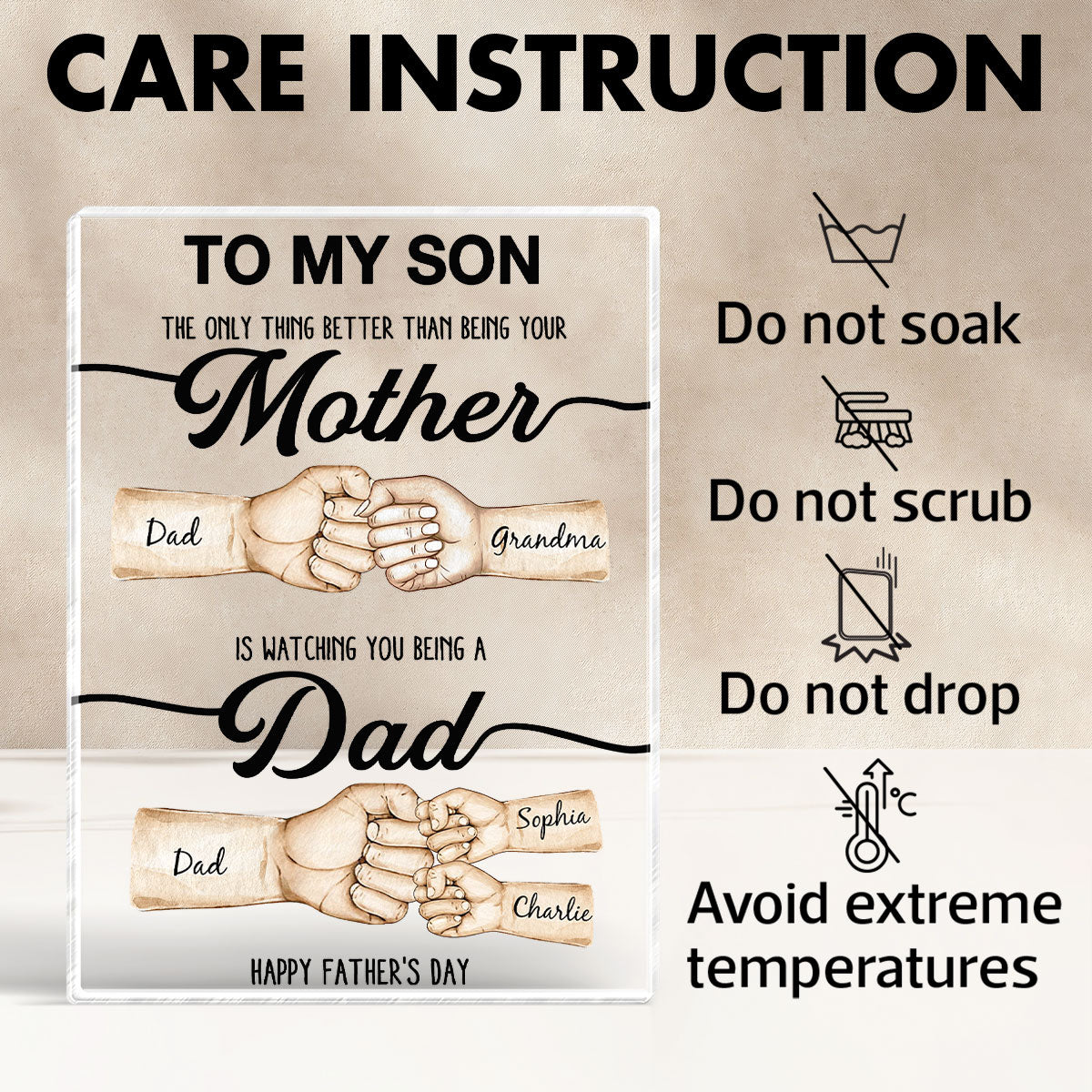 The Only Thing Better Than Being Your Mother Fist Bump Personalized Acrylic Block,  gift for Son from Mom
