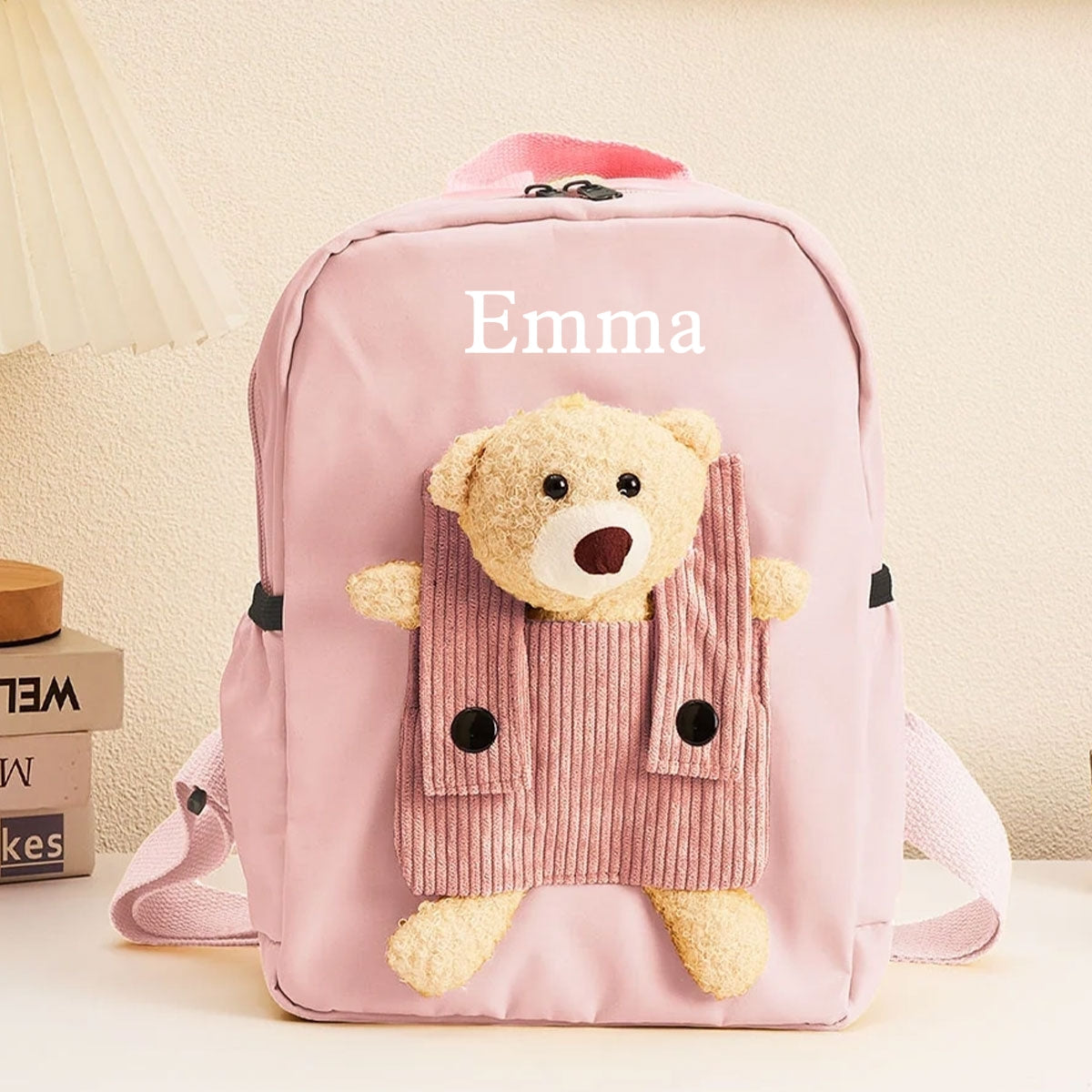 Cute Teddy Bear Nursery Backpack School Bag with Printed Kid’s Name, Back to School Gift for Kids