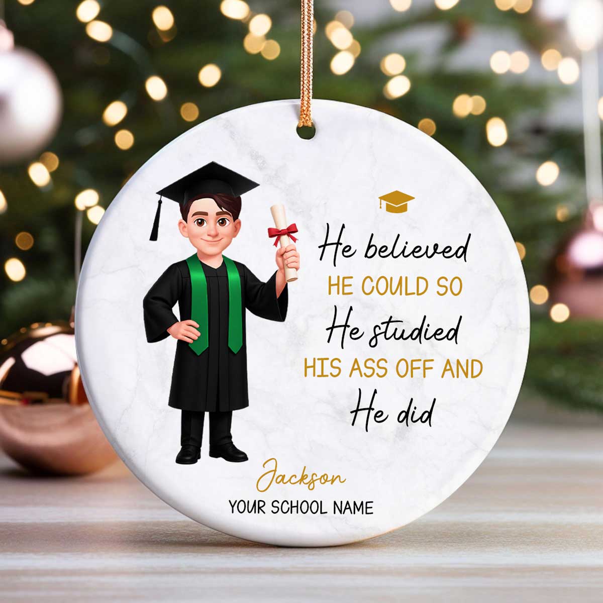 Behind You All Your Memories - Personalized Ceramic Ornament - Christmas Gift Graduation Gift For Senior