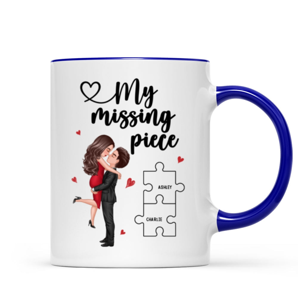My Missing Piece Couple Hugging Kissing Valentine‘s Day Gift For Her Gift For Him Personalized Mug