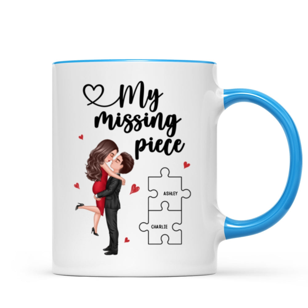 My Missing Piece Couple Hugging Kissing Valentine‘s Day Gift For Her Gift For Him Personalized Mug