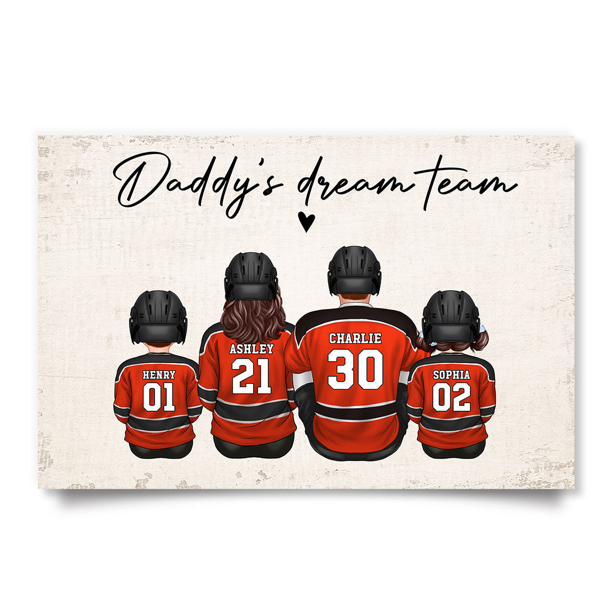 Hockey Team Personalized Poster Custom Gift for Dad Grandpa Husband and Family Home Decor