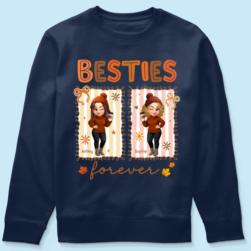 Besties Sisters Forever Fall Season Coquette Bow Personalized Sweatshirt