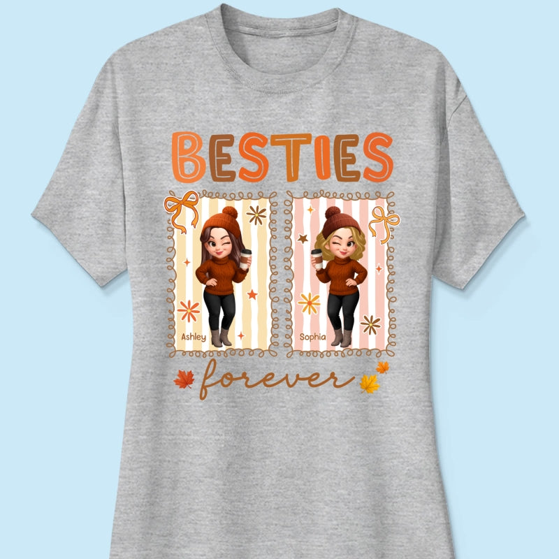 Besties Sisters Forever Fall Season Coquette Bow Personalized Sweatshirt