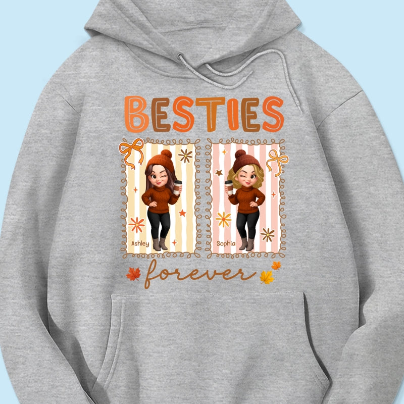 Besties Sisters Forever Fall Season Coquette Bow Personalized Sweatshirt
