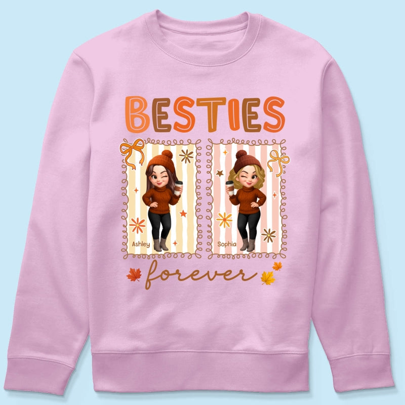Besties Sisters Forever Fall Season Coquette Bow Personalized Sweatshirt