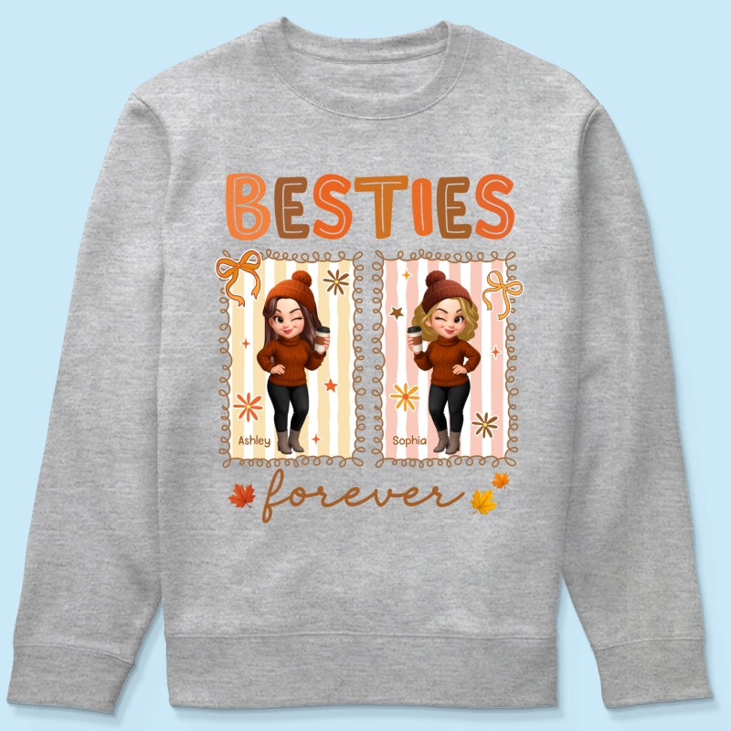 Besties Sisters Forever Fall Season Coquette Bow Personalized Sweatshirt