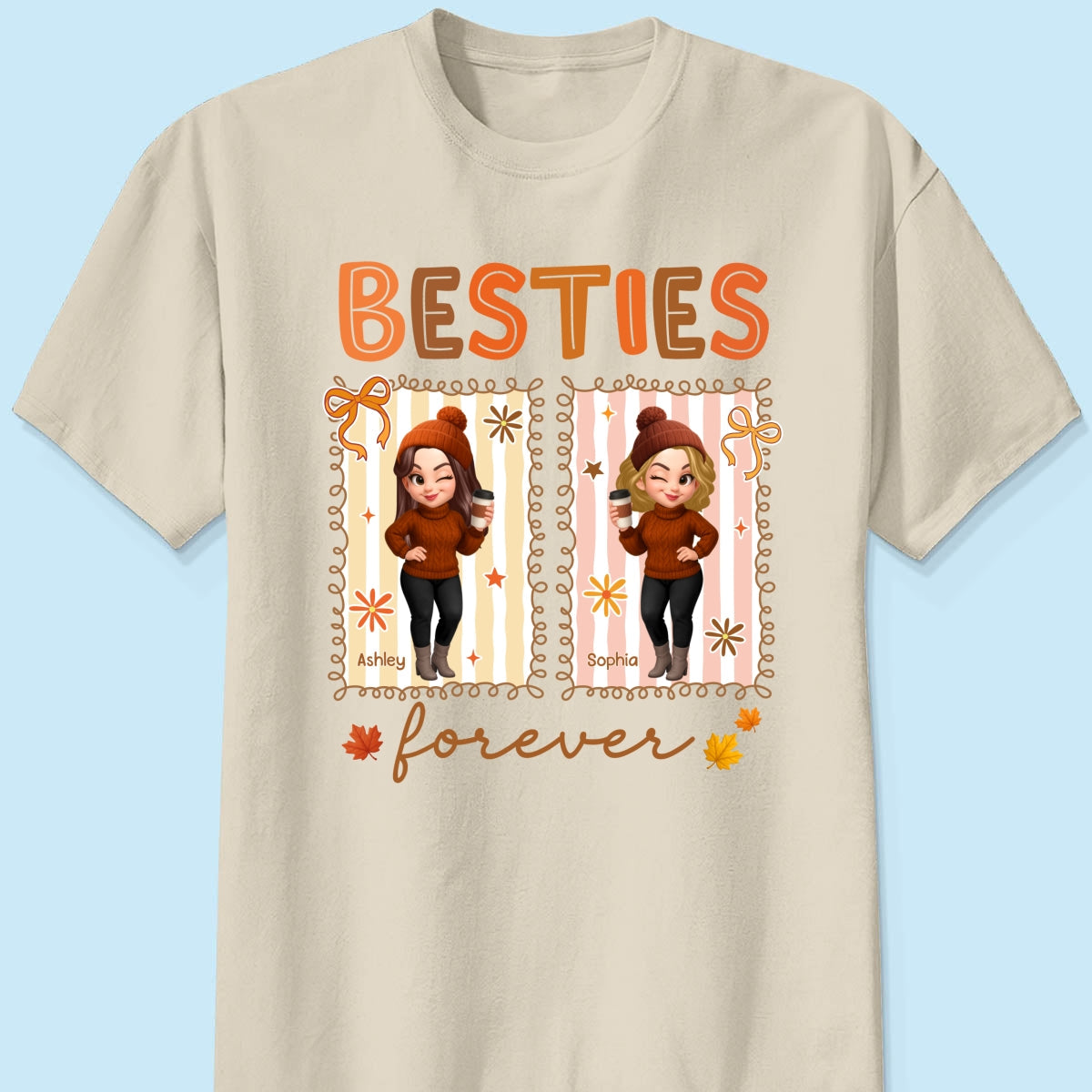 Besties Sisters Forever Fall Season Coquette Bow Personalized Sweatshirt
