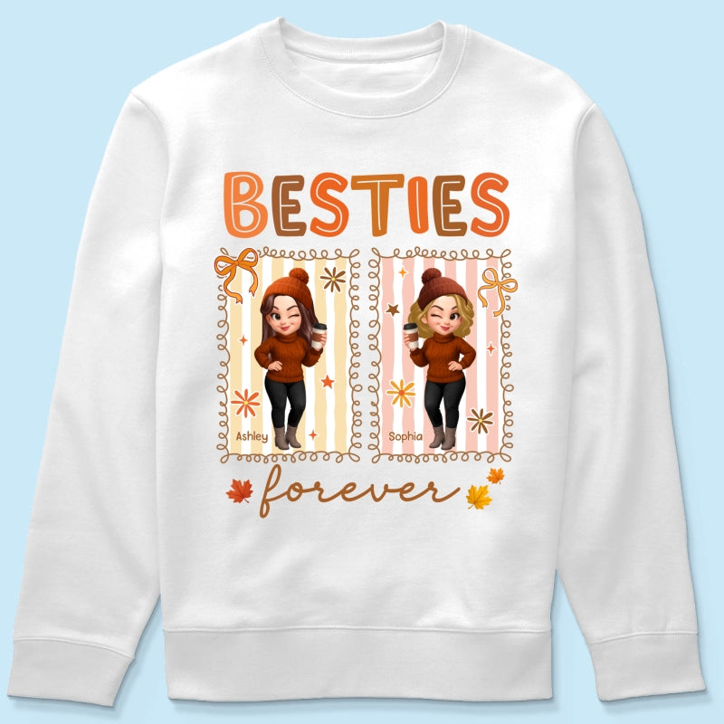 Besties Sisters Forever Fall Season Coquette Bow Personalized Sweatshirt
