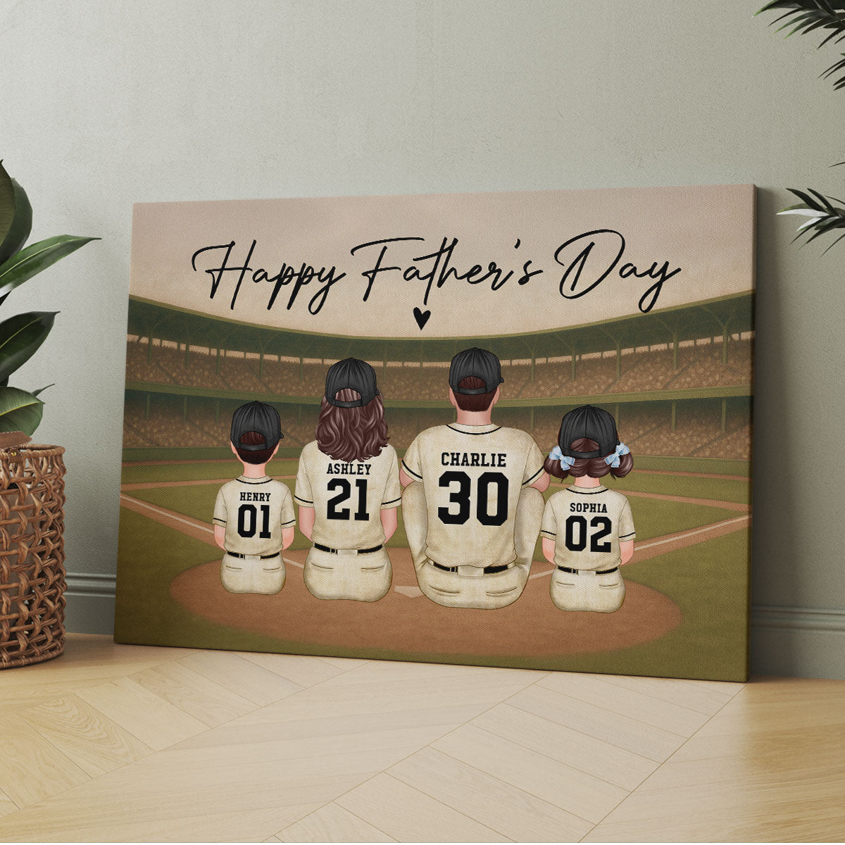 Retro Vintage Baseball Daddy's Dream Team Personalized Wrapped Canvas| Heartfelt Birthday Gift For Dad