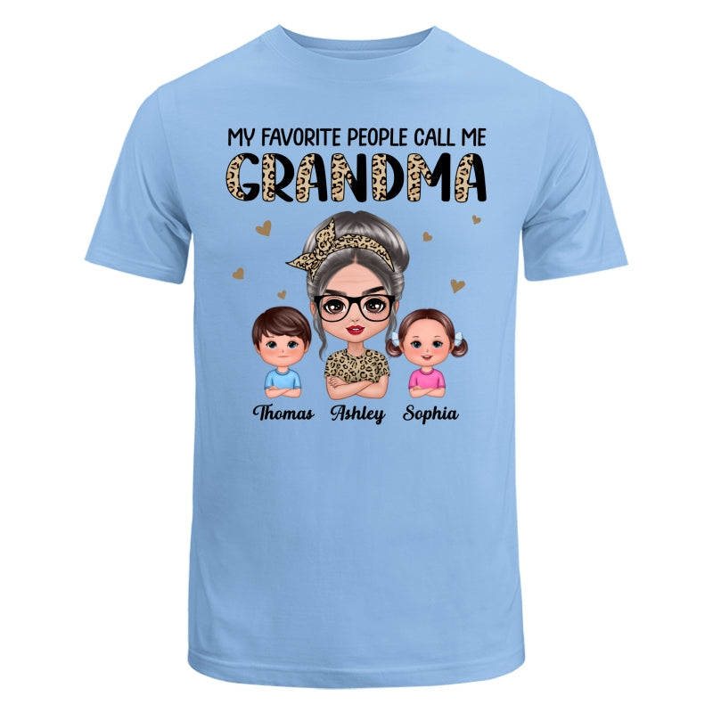 Favorite People Call Me Grandma Half Leopard Doll Grandma & Grandkids Personalized Shirt