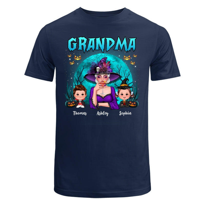 Halloween Grandma Mom Kids Teal Moon Personalized Shirt